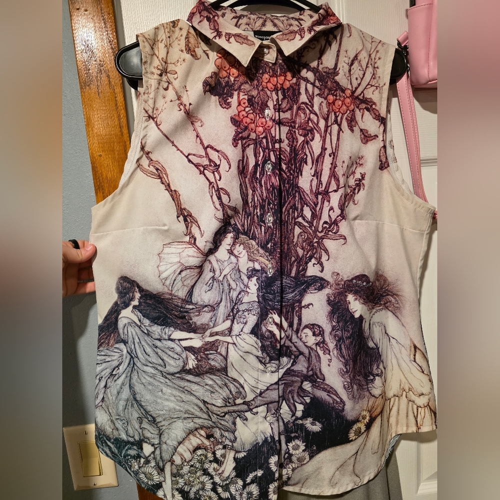 Blackmilk Artistic Floral Button-Up Shirt Blackmilk